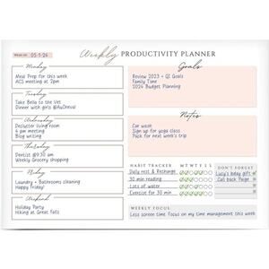 Anna Marie Weekly Planner Notepad - 52 Undated Tear-Off Sheets, Daily To Do List